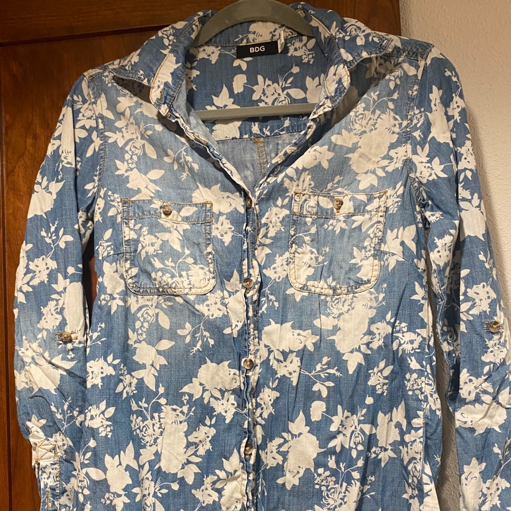 Floral jean shirt